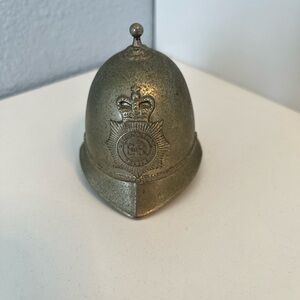 Vintage Miniature Brass Bell British Metropolitan Police Helmet 2 3/4” x 3”